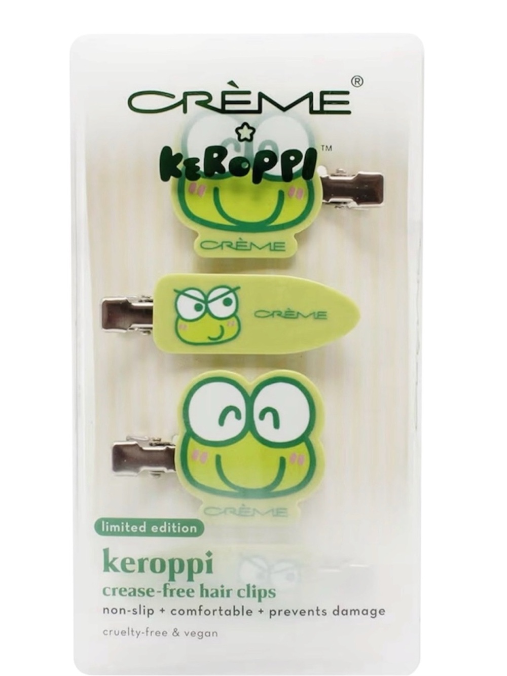 The Crème Shop x  Keroppi Crease-Free Hair Clips.